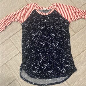 DownEast Red and Blue Long Sleeve Raglan Tee